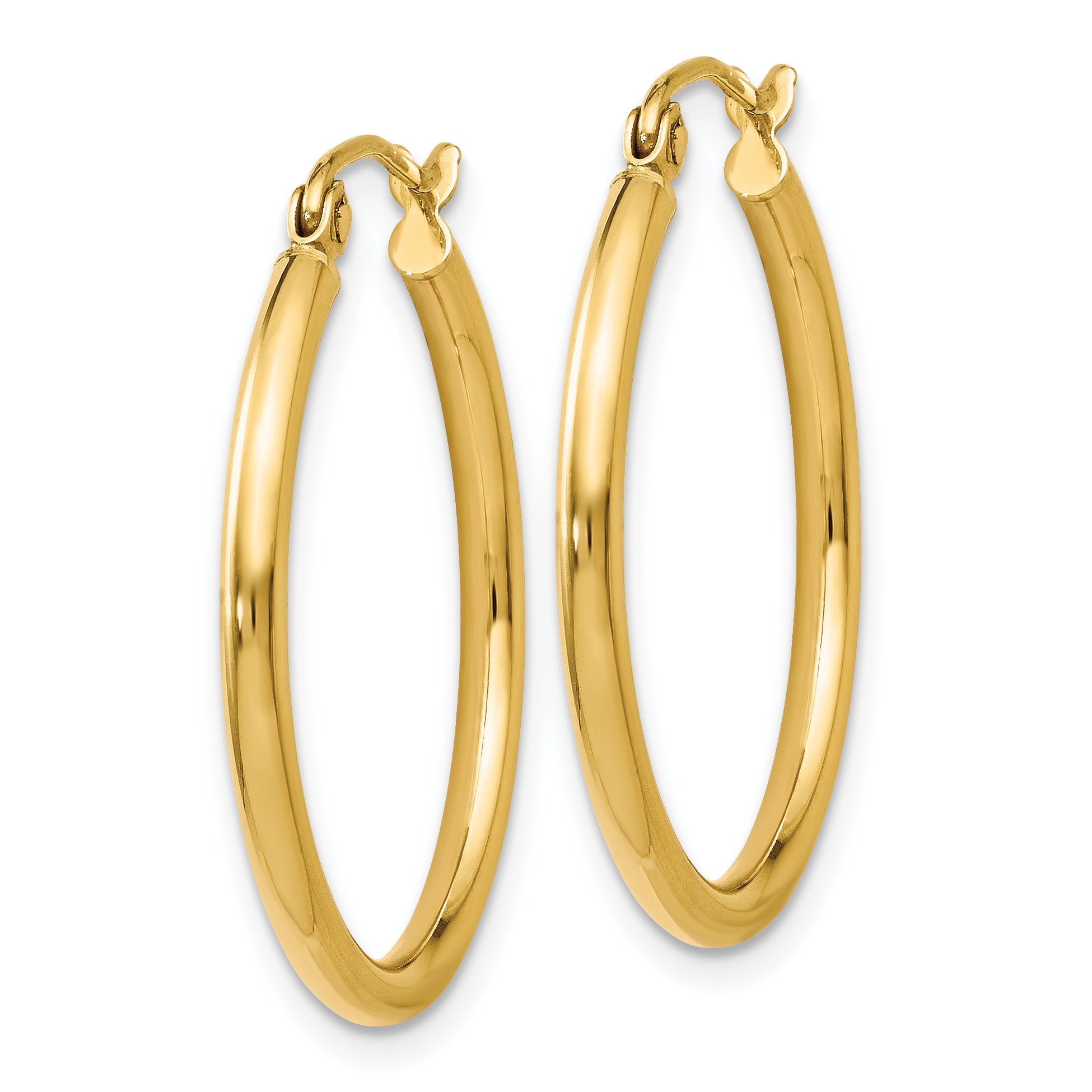 14K Gold Polished Hoop Earrings 25mm Hollow Tubing Design Secondary image