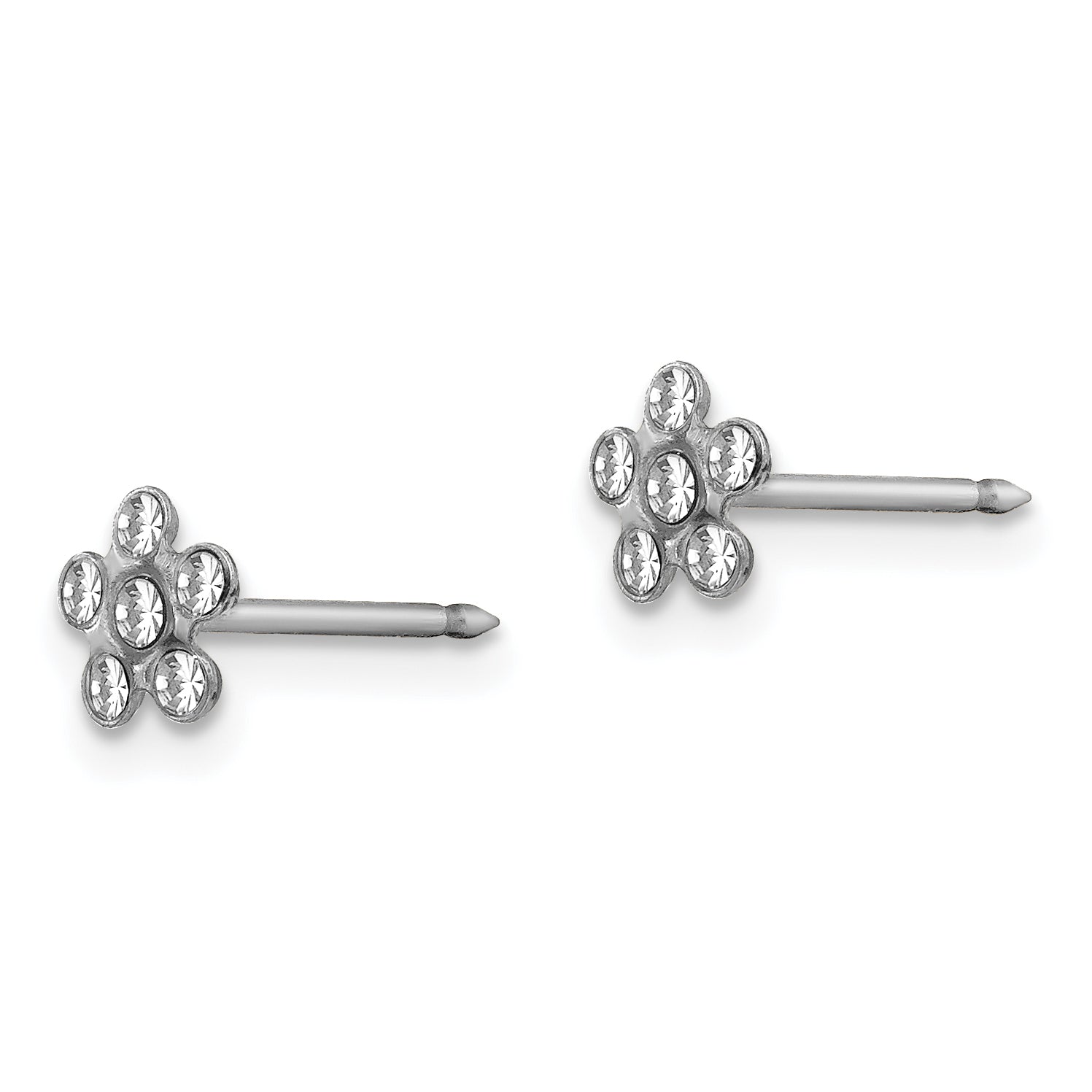 14K White Gold Crystal Flower Earrings with Rhodium Finish Elegant and Timeless Design Secondary image
