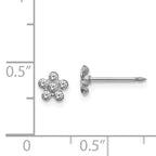 14K White Gold Crystal Flower Earrings with Rhodium Finish Elegant and Timeless Design