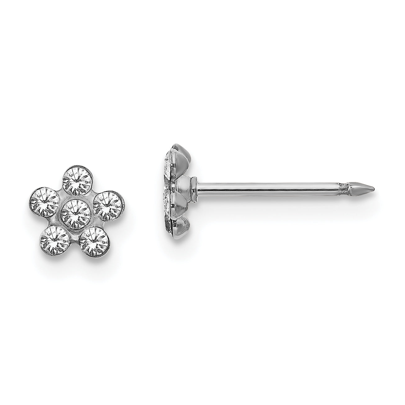 Inverness 14k White Gold Clear Crystal Flower Earrings Main image