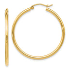 14K Polished 2x35mm Hoop Earrings