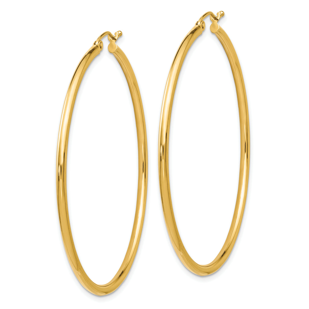 14K Gold Polished Hoop Earrings 2mm Hollow Design  Elegant and Lightweight