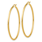 14K Gold Polished Hoop Earrings 2mm Hollow Design  Elegant and Lightweight