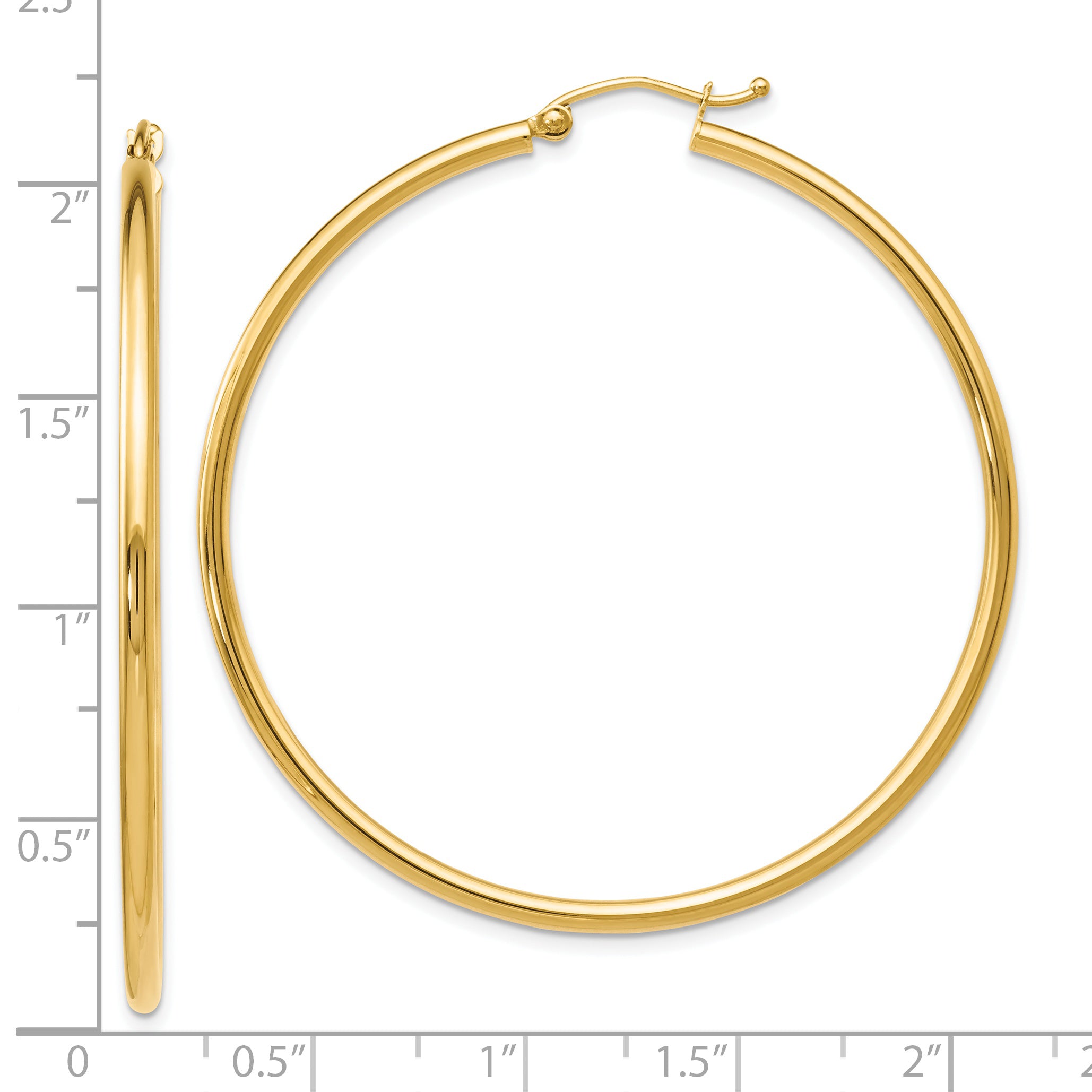 14K Gold Polished Hoop Earrings 2mm Hollow Design  Elegant and Lightweight