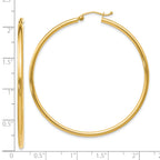 14K Gold Polished Hoop Earrings 2mm Hollow Design  Elegant and Lightweight