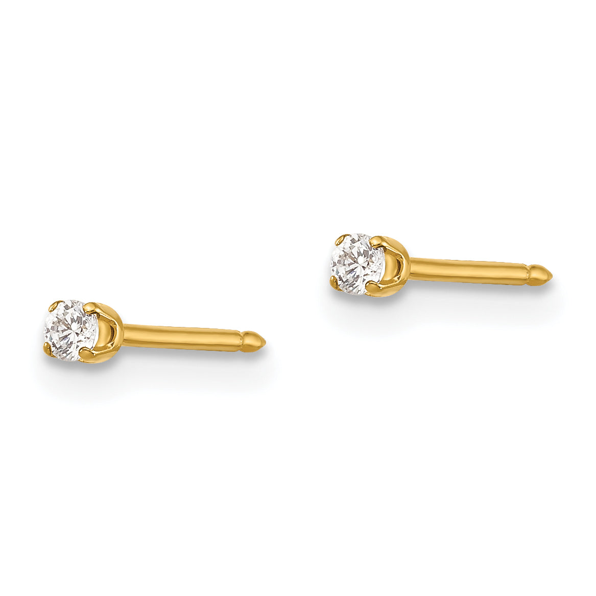 14K Gold 2mm CZ Stud Earrings with Solid Post Elegant & Timeless for Women Secondary image