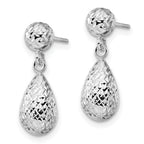 14K White Gold Diamond-Cut Dangle Earrings with Polished Rhodium Finish