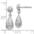 14K White Gold Diamond-Cut Dangle Earrings with Polished Rhodium Finish