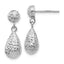 14K White Gold D/C Post Dangle Earrings
