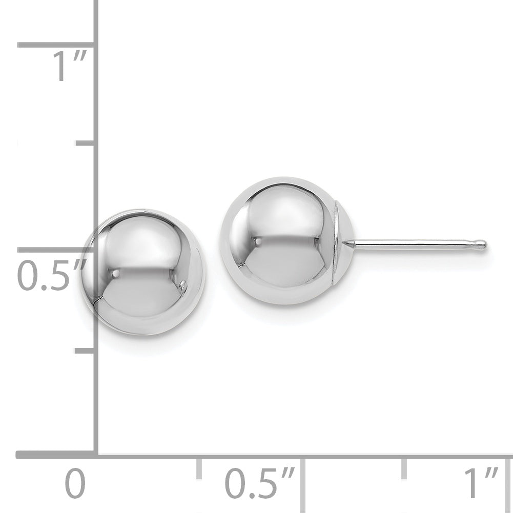 Ball Stud Earrings in 14K White Gold, 8mm