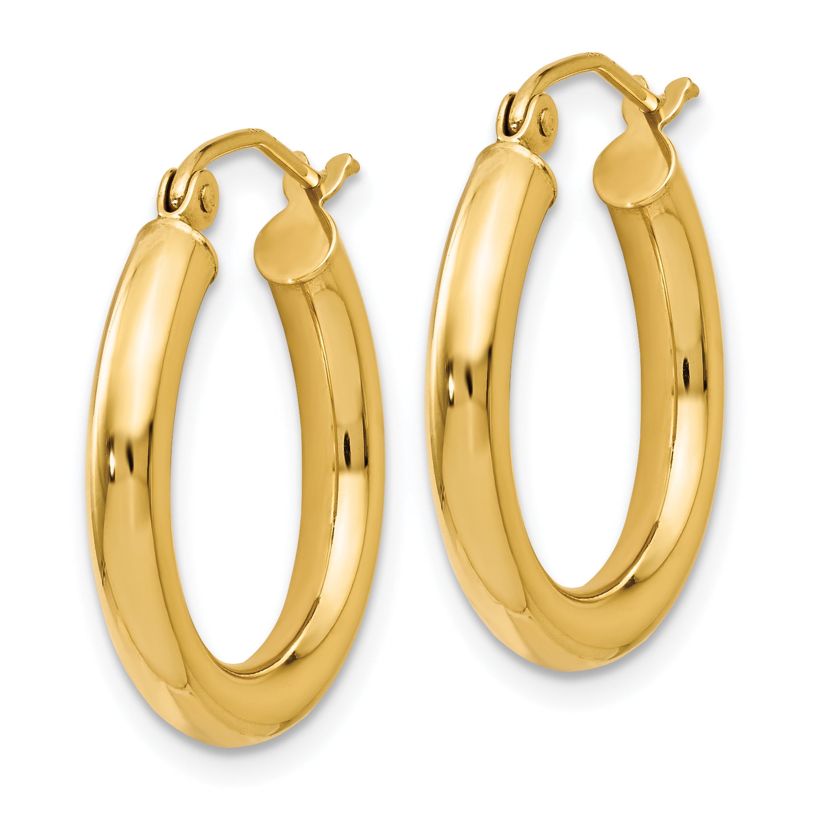 14K Gold Polished 3mm Hoop Earrings with Wire Clasp  Elegant & Lightweight Secondary image