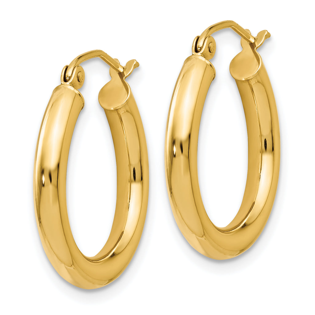 14K Gold Polished 3mm Hoop Earrings with Wire Clasp  Elegant & Lightweight