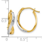 14K Two-Tone Gold Hoop Earrings with Polished Rhodium Finish Timeless Elegance
