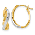 14K Two-tone Polished Hinged Hoop Earrings