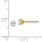 Inverness 18K Gold Square CZ Stud Earrings  Elegant 3mm Design for Women