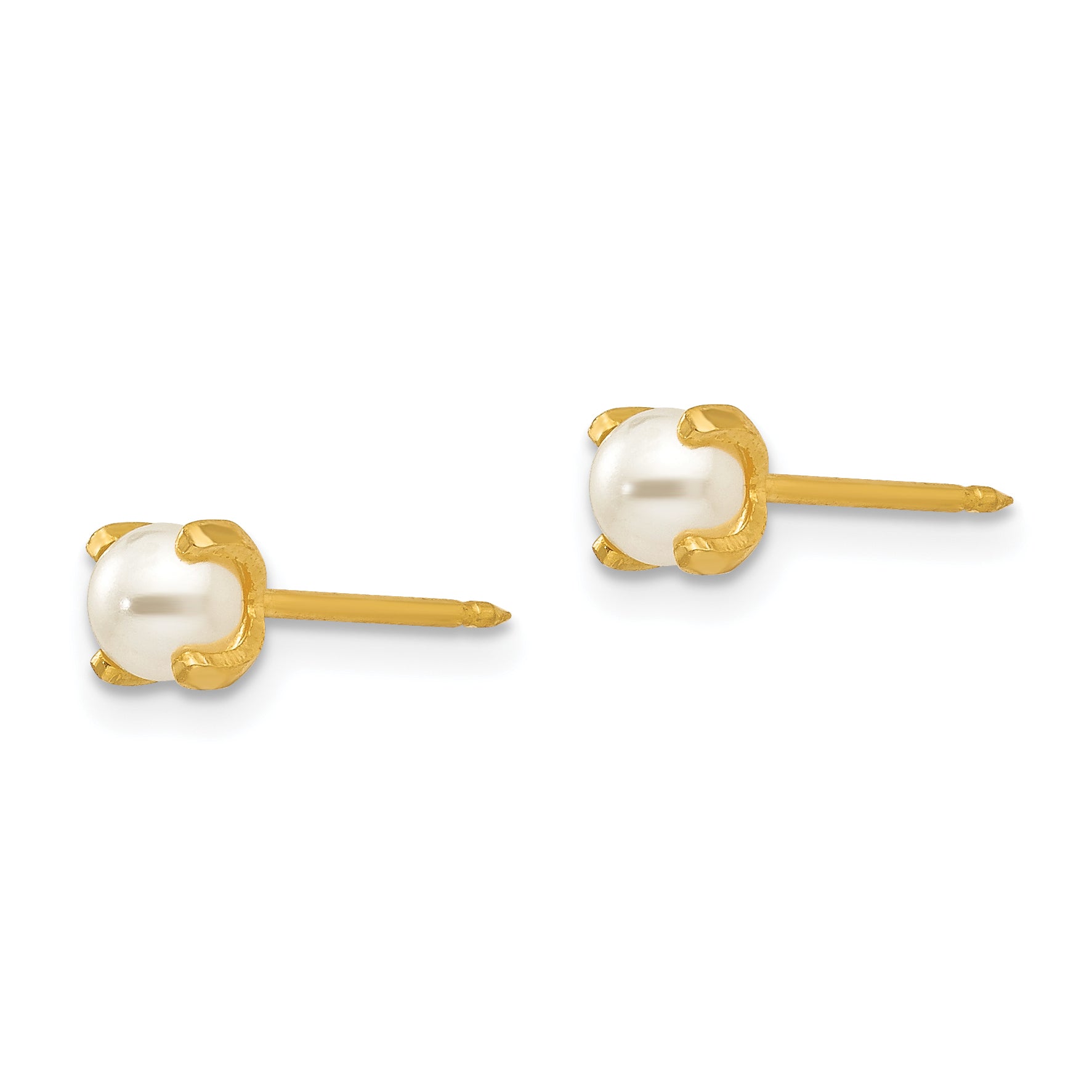 Inverness 18K Gold Simulated Pearl Earrings with Post Back Classic Design Secondary image