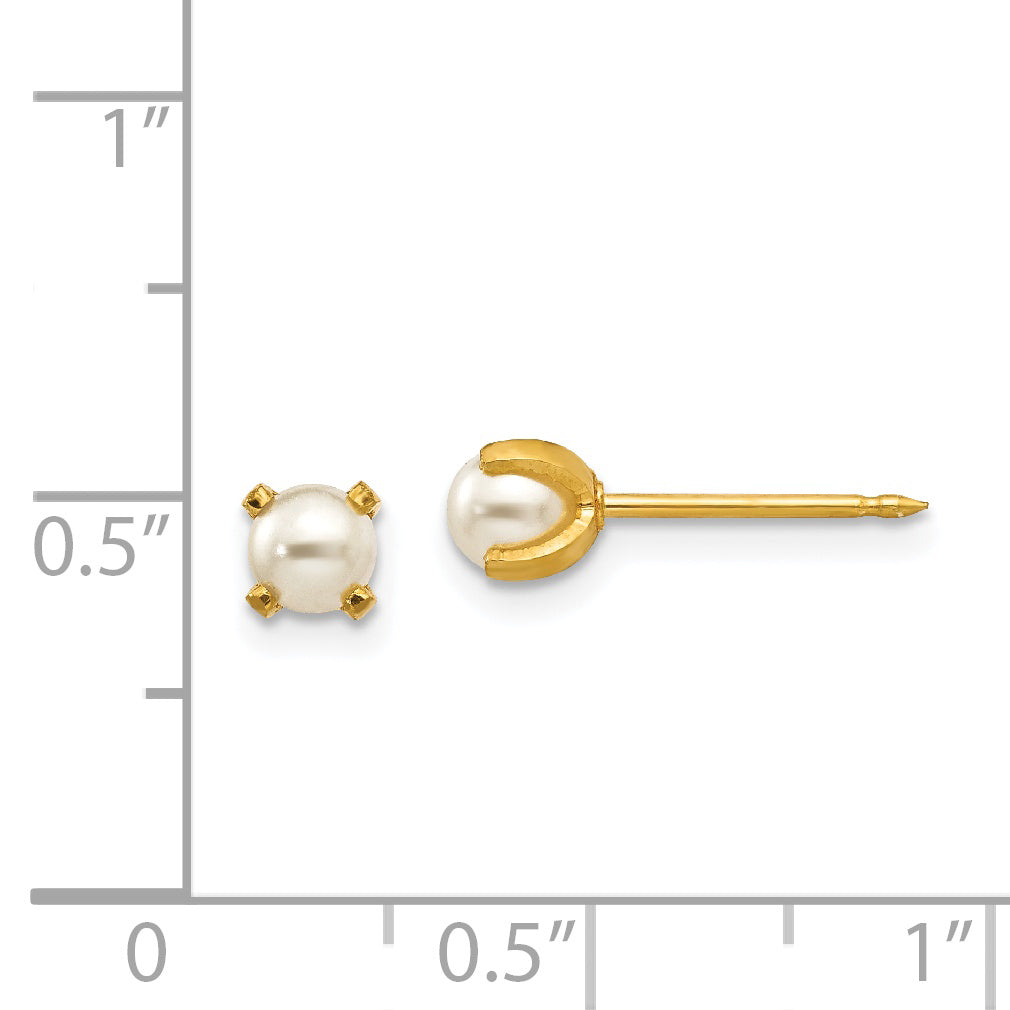Inverness 18K Gold Simulated Pearl Earrings with Post Back Classic Design