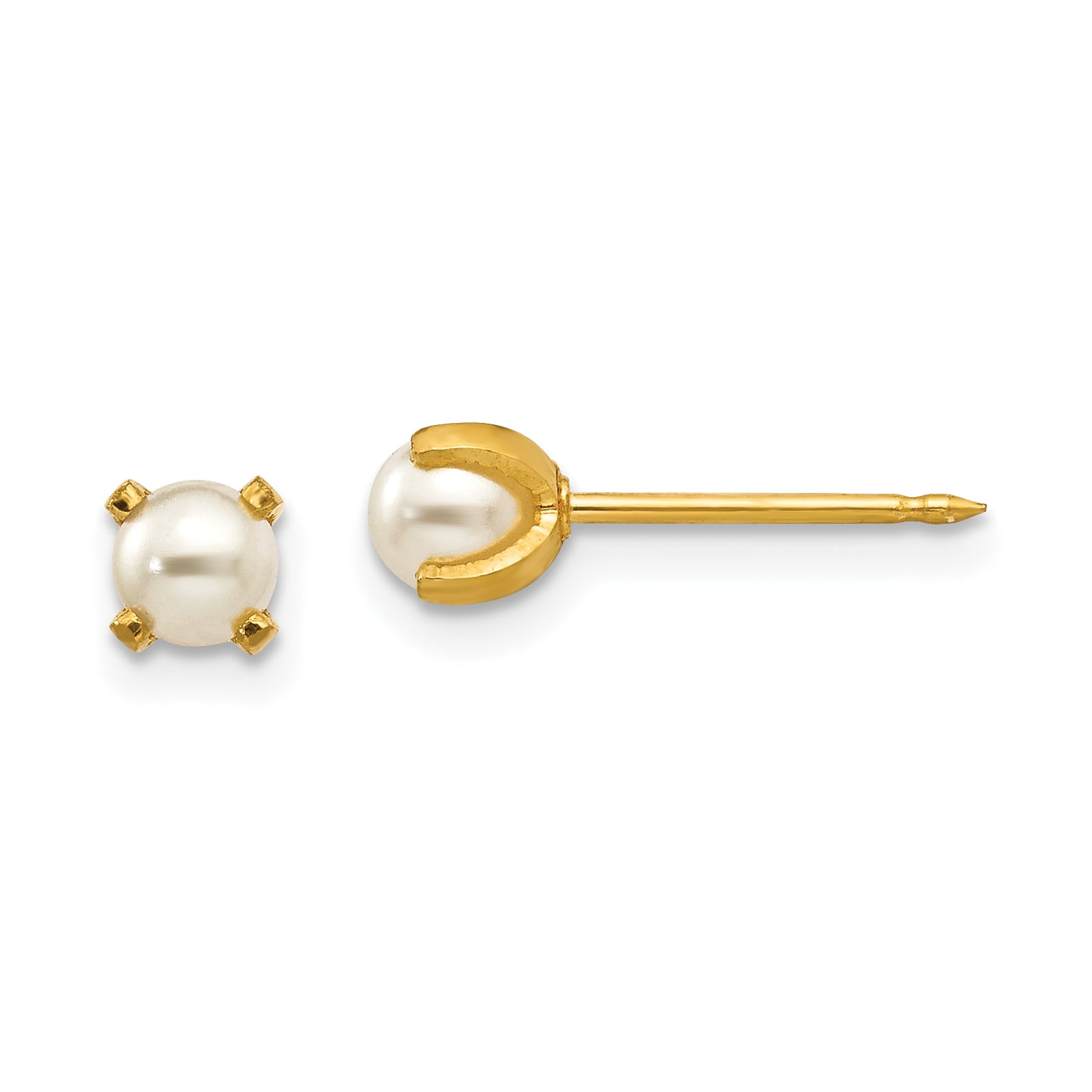 Inverness 18k 4mm Prong Simulated Pearl Earrings Main image