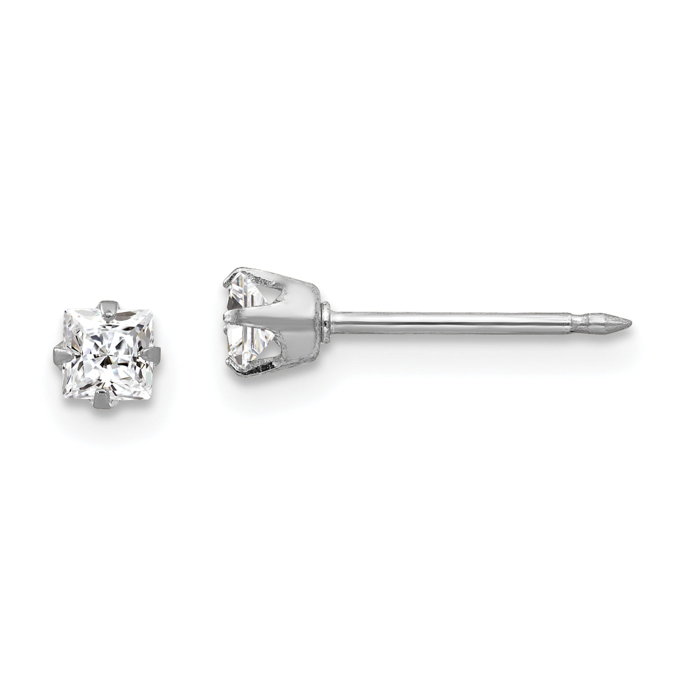 Inverness 18k White 3mm Square CZ Earrings Main image