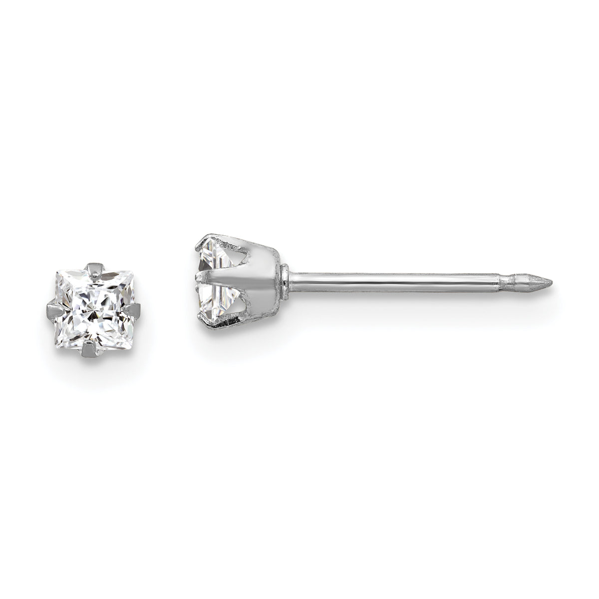 Inverness 18k White 3mm Square CZ Earrings