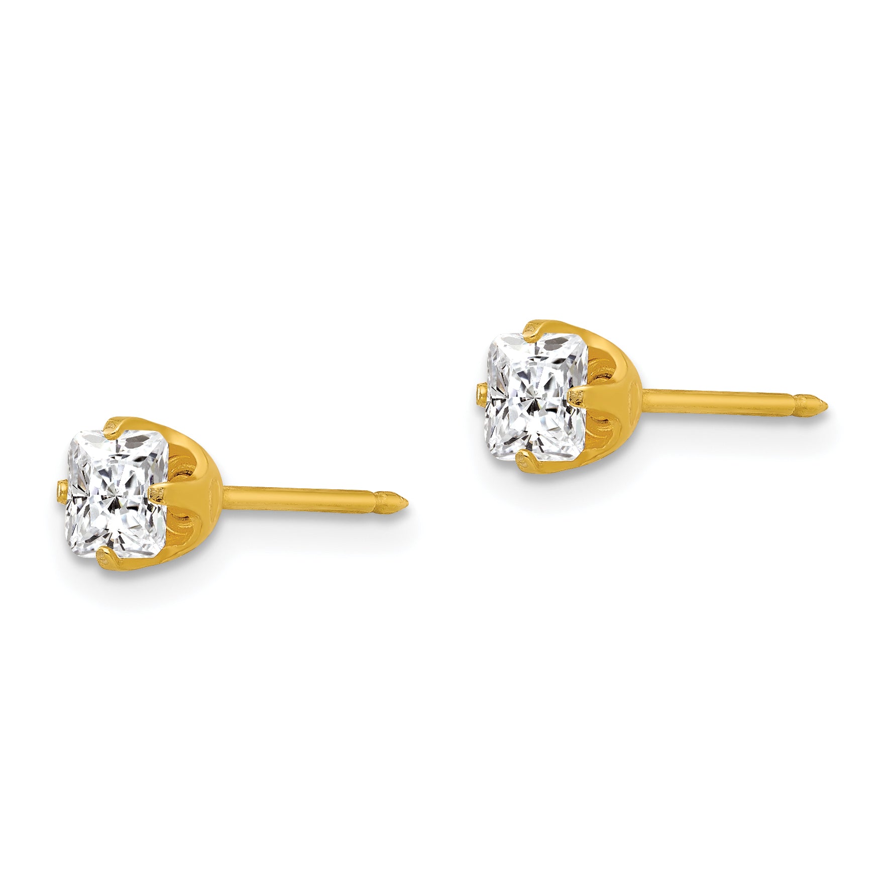 14K Gold Princess Cut CZ Stud Earrings for Women  Elegant 5mm Design Secondary image