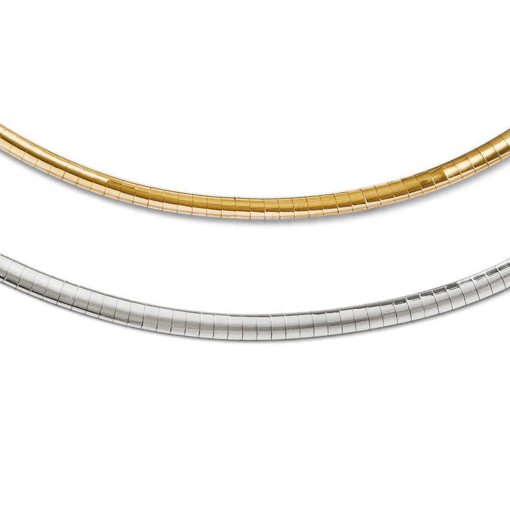 14K Two-Tone Reversible Omega Necklace with Fancy Clasp by Sophia Jewelers