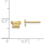 14K Gold Butterfly Earrings with Solid Design & Post Back for Women