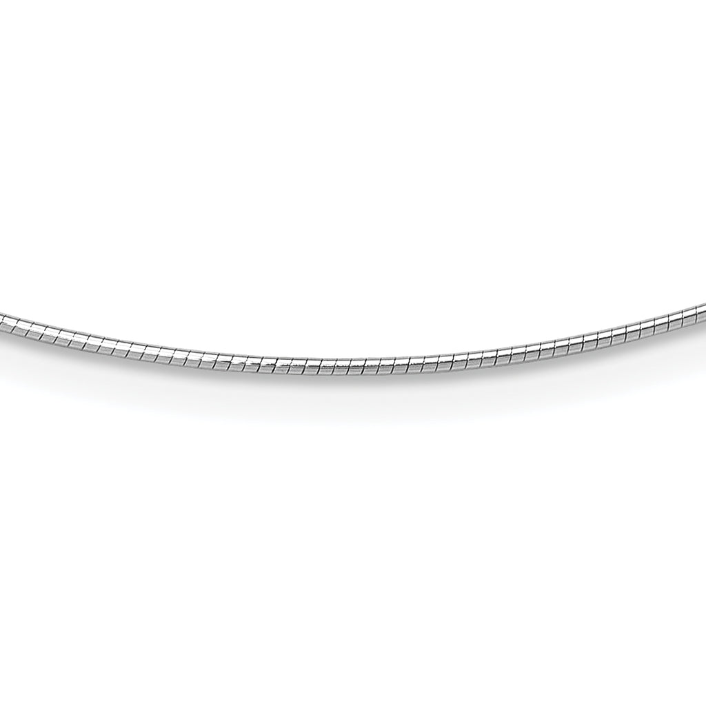 14K White Gold 1MM Round Detachable clasp Omega Necklace