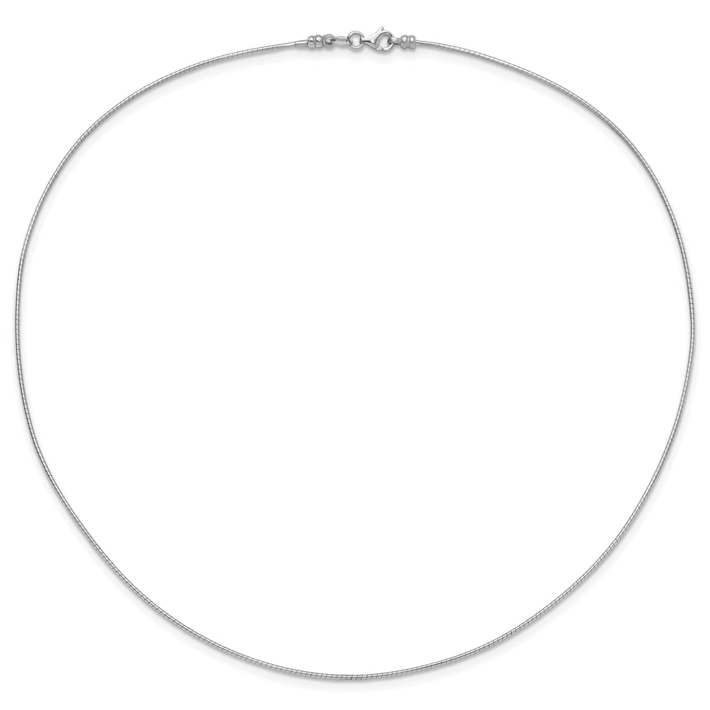 14K White Gold 1MM Round Detachable clasp Omega Necklace