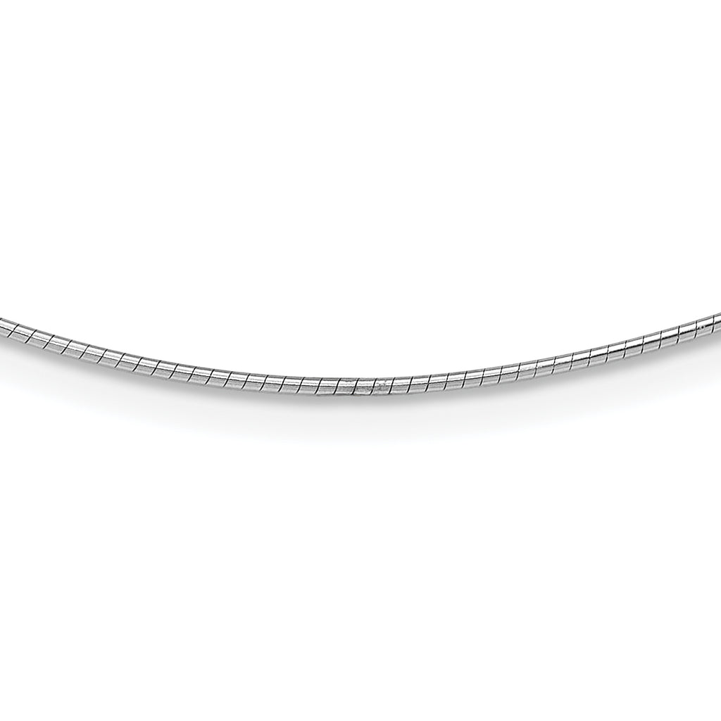 14K White Gold 1MM Round Detachable clasp Omega Necklace