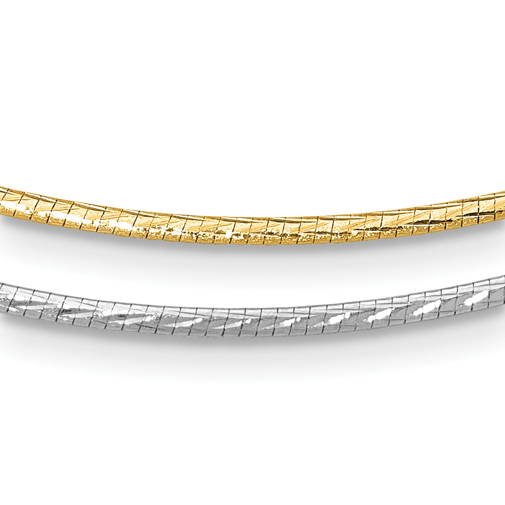 14K White Gold w/Rhodium Reversible Adj. Omega Necklace