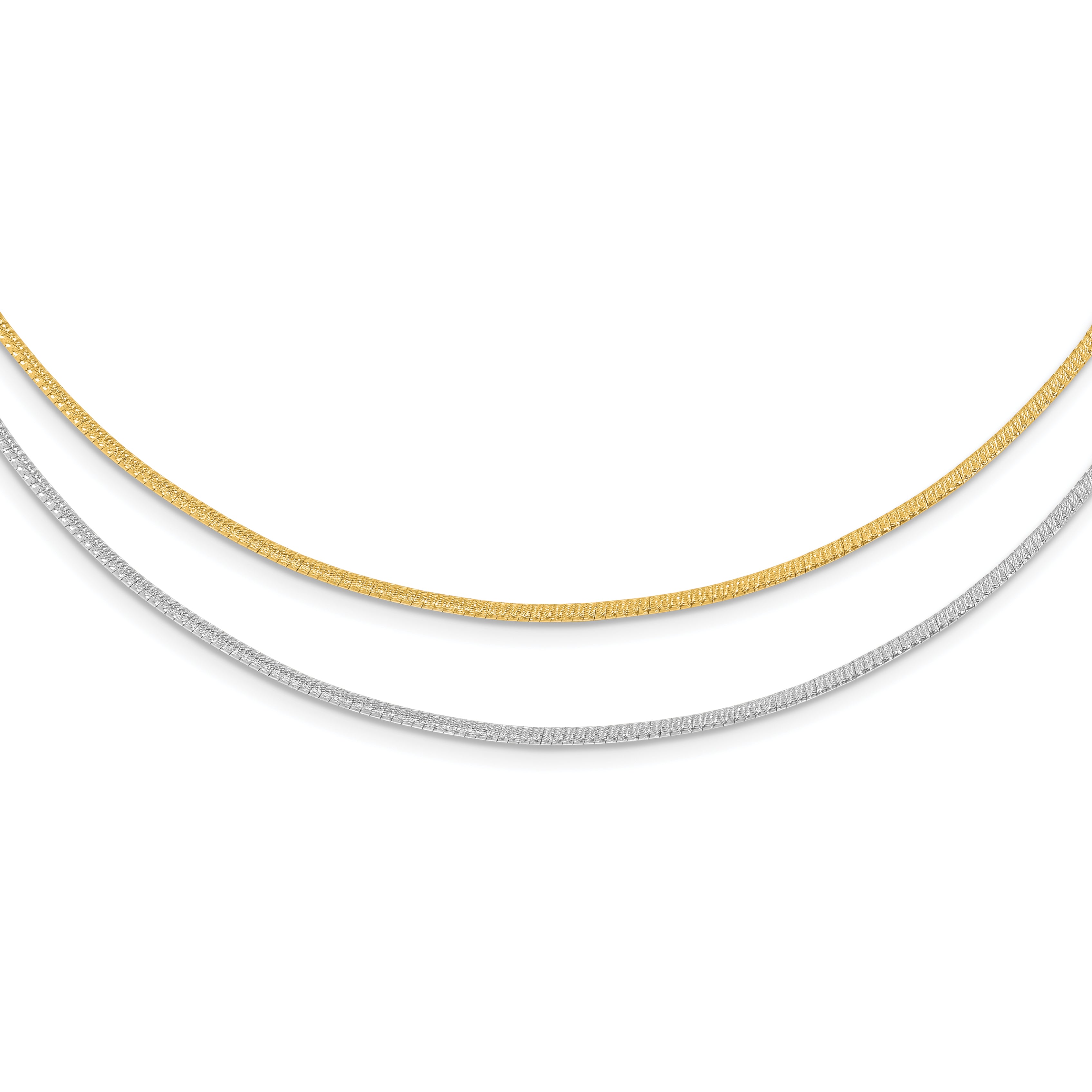 14K Two-Tone Gold Reversible Omega Necklace with Adjustable Design