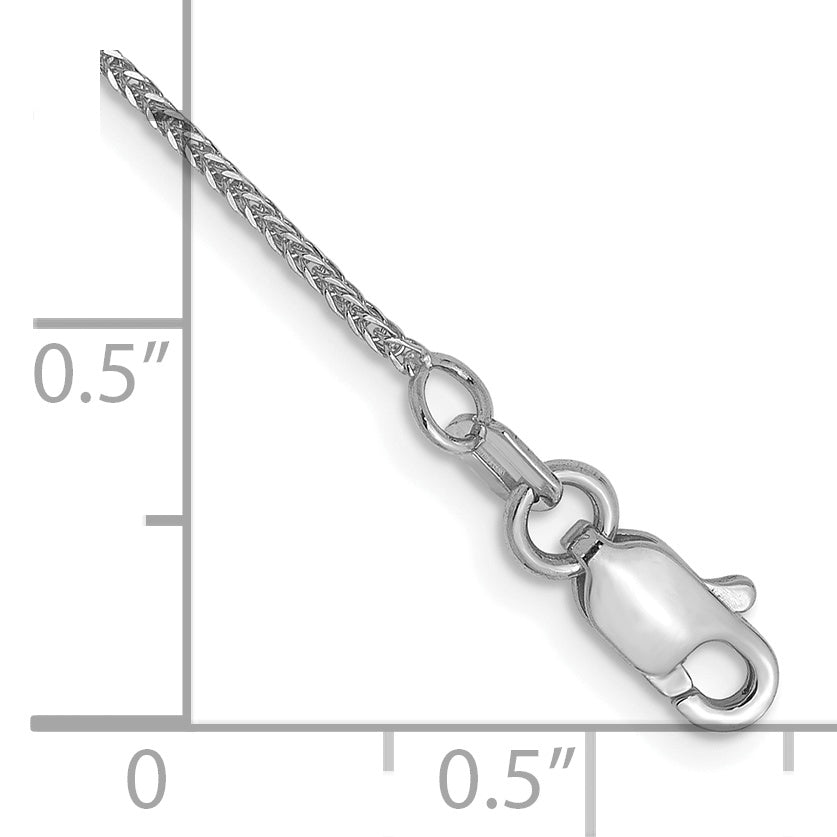 14K White Gold .8mm Diamond Cut Quadra Wheat Chain Anklet