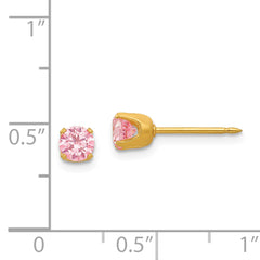 Inverness 24K Gold Plated Pink CZ Stud Earrings  Elegant 5mm Birthstone