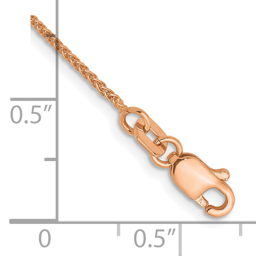 14K Rose Gold 1mm Spiga (Wheat) Chain Anklet Secondary image