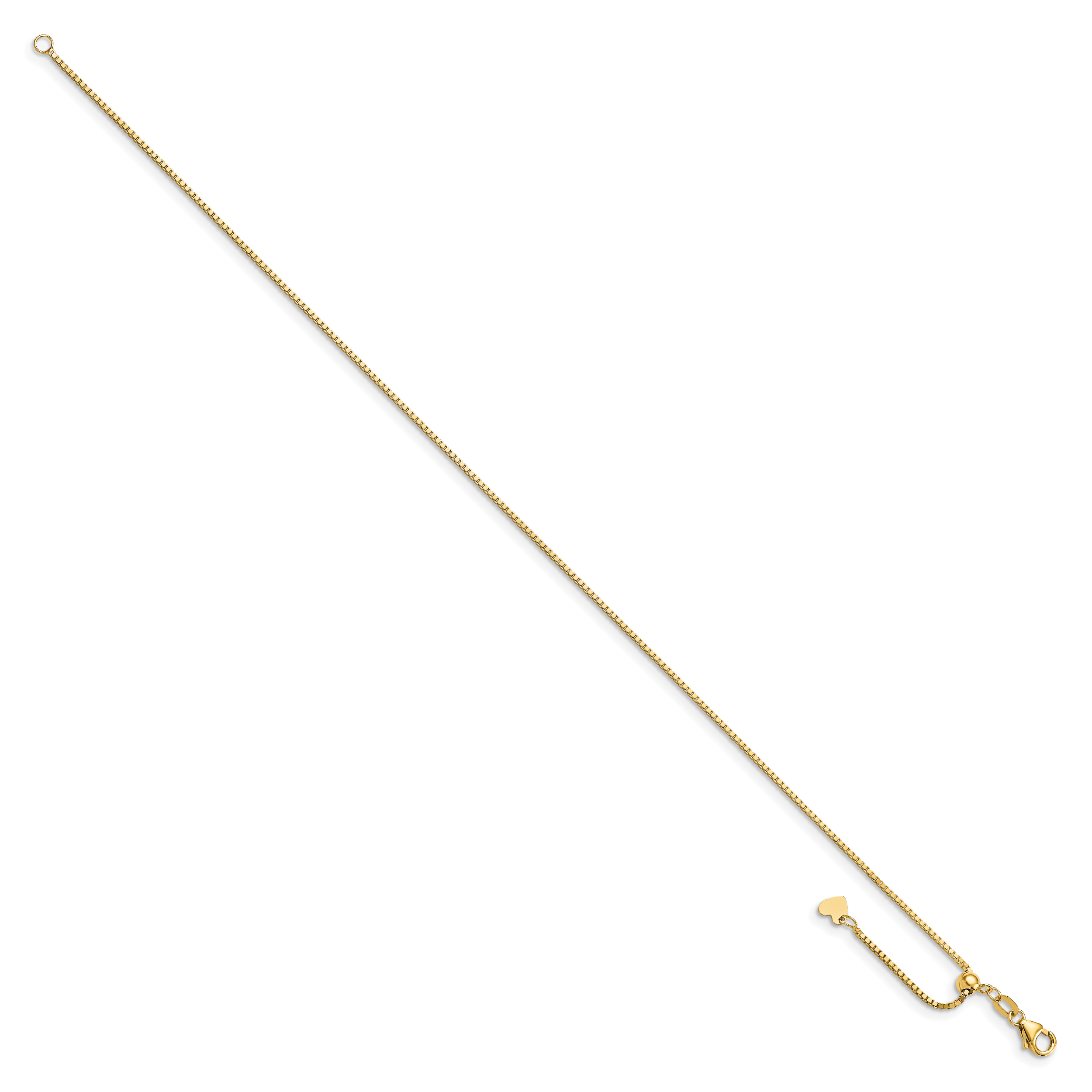 14K Polished Adjustable Box Chain Anklet Secondary image