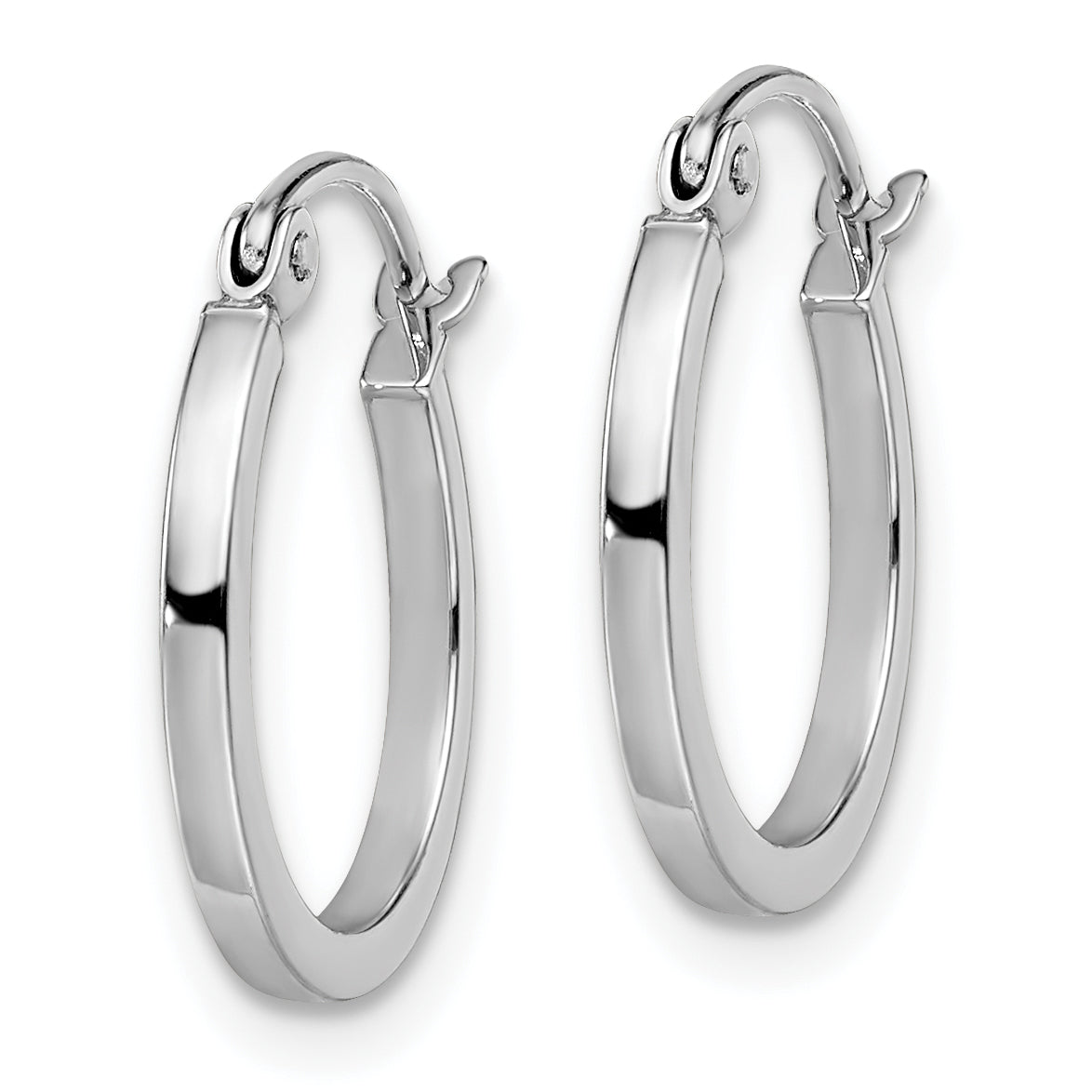 14K White Gold Polished Hoop Earrings with Rhodium Finish  Elegant, Hollow Design