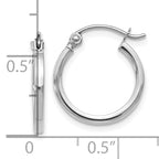 14K White Gold Polished Hoop Earrings with Rhodium Finish  Elegant, Hollow Design