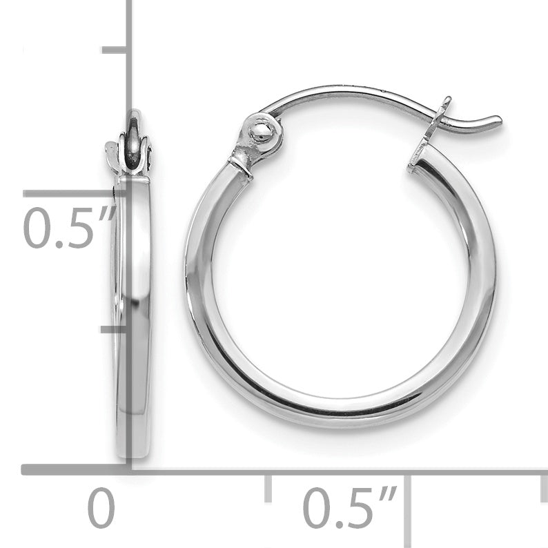 14K White Gold Polished Hoop Earrings with Rhodium Finish  Elegant, Hollow Design