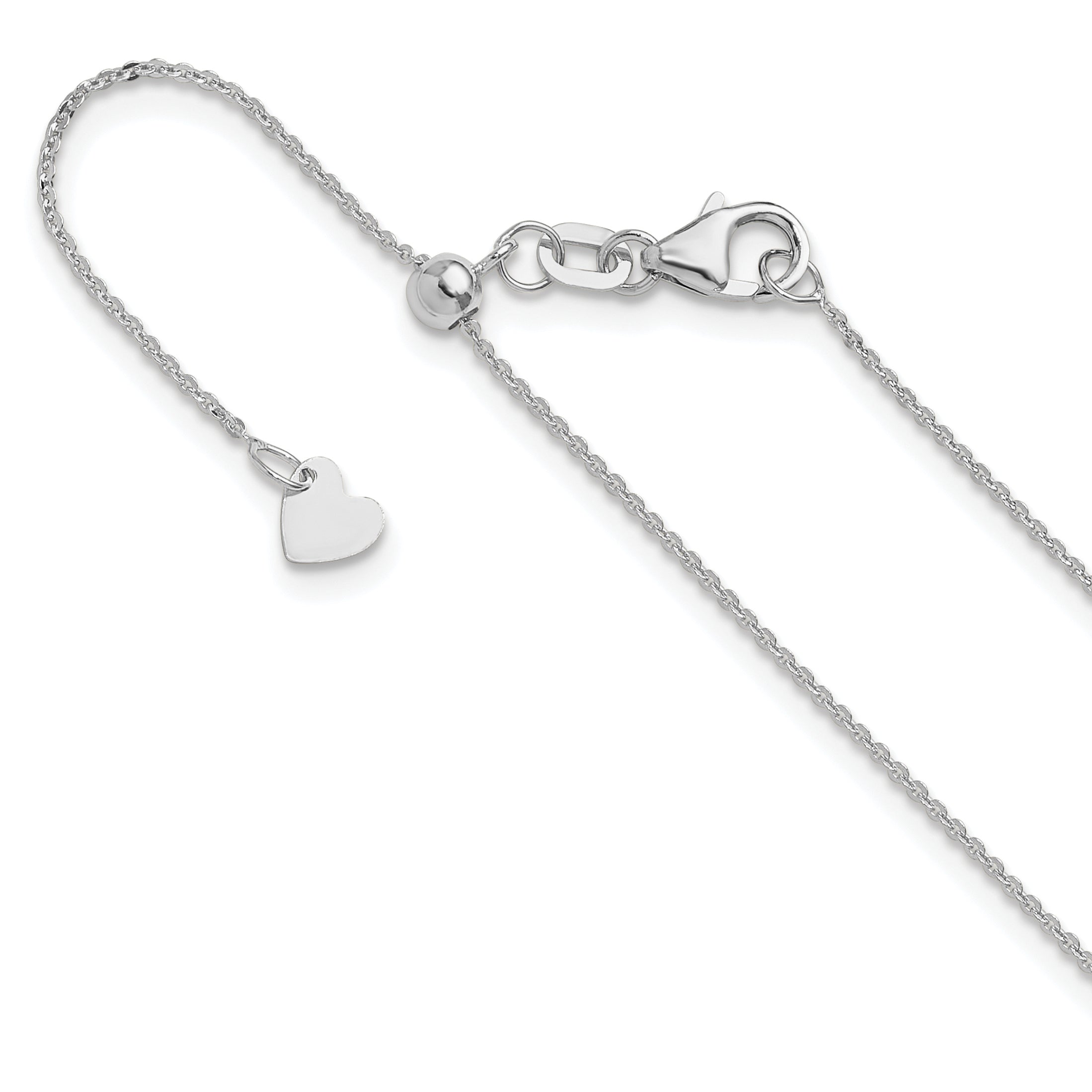 14K White Gold Adjustable 1.2mm Flat Cable Chain Main image