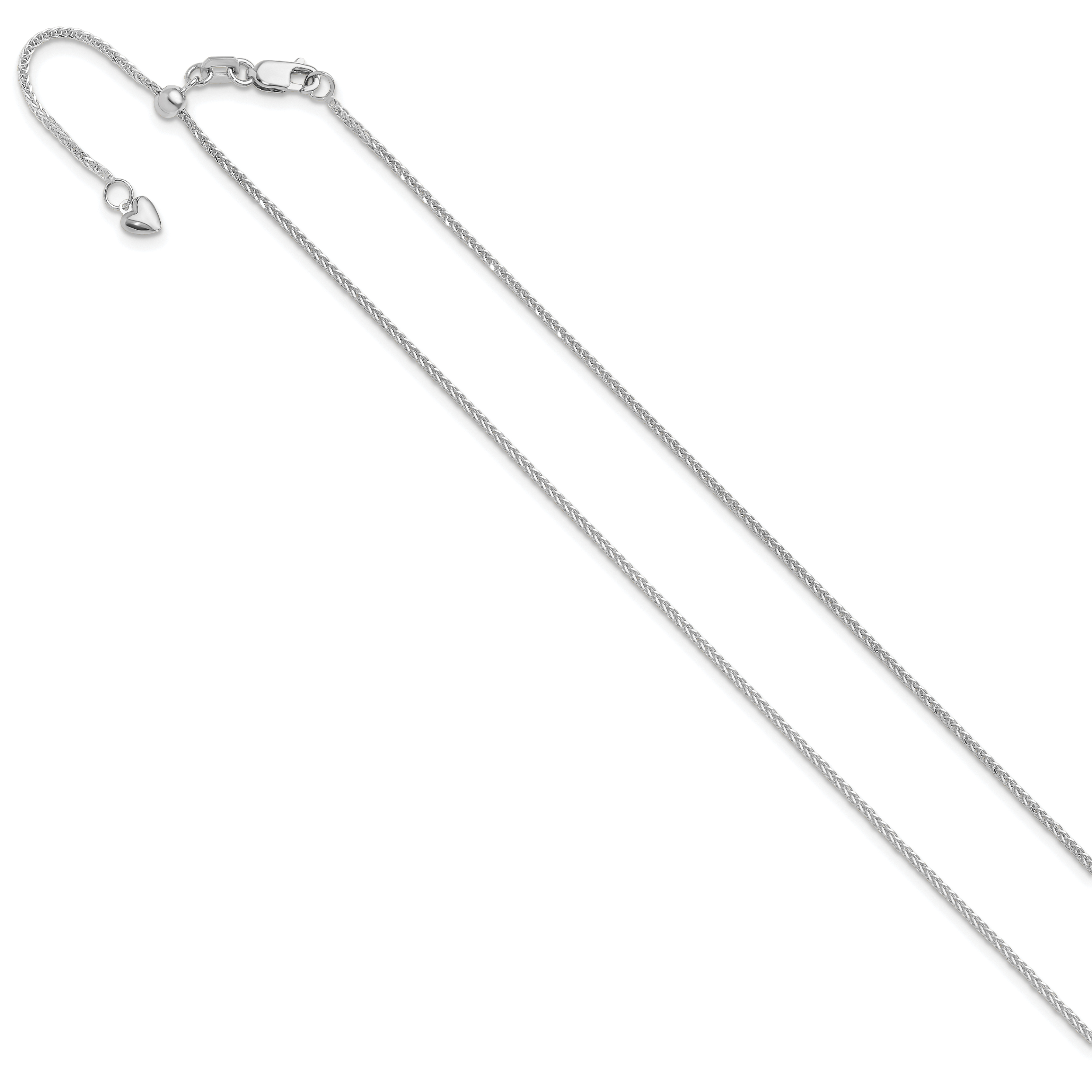 14K White Gold Adjustable 1mm Quadra Wheat Chain Secondary image