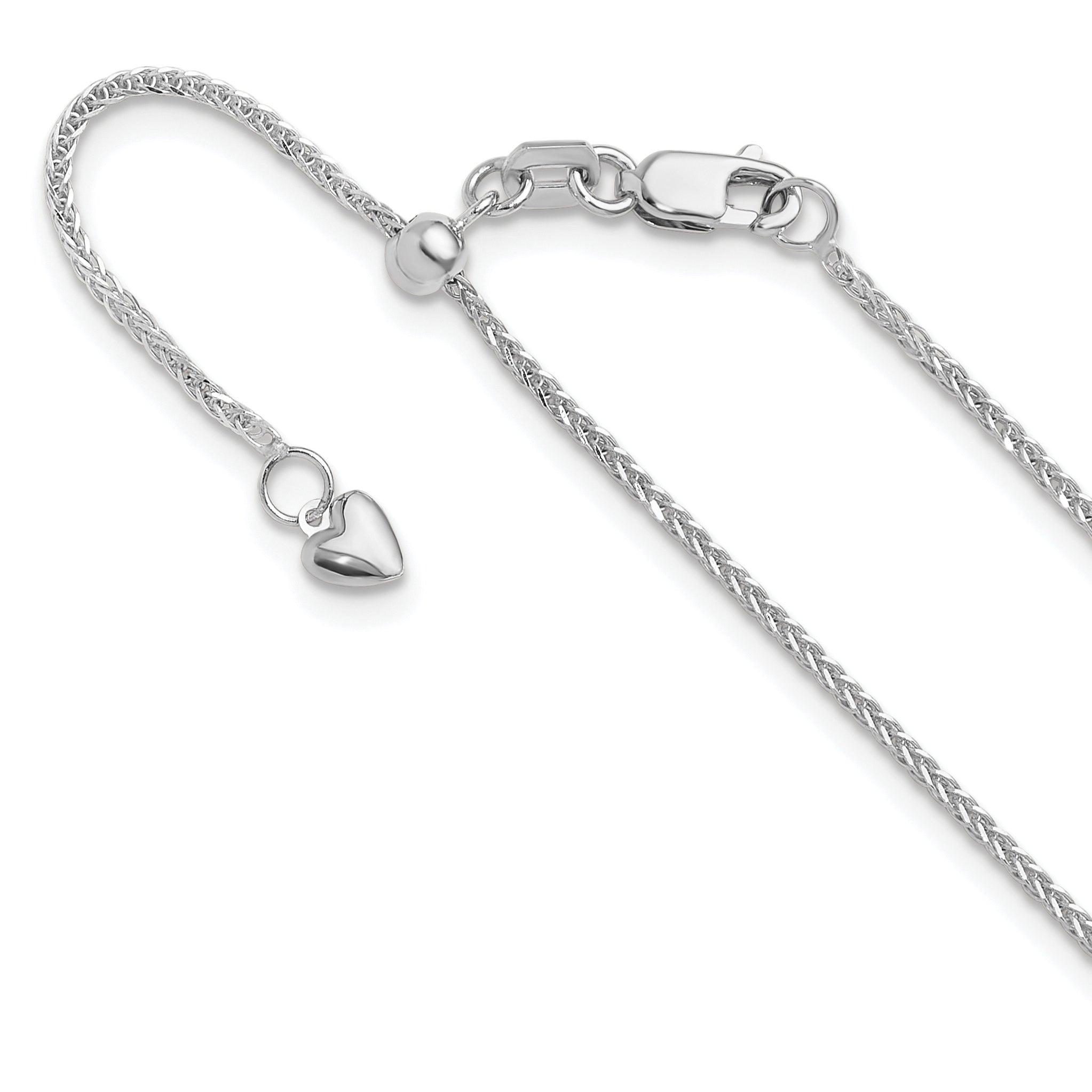14K White Gold Adjustable 1mm Quadra Wheat Chain Main image