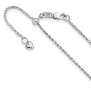 Wheat Chain Necklace in 14K White Gold, 1mm Adjustable, 22 Inch - Sophia Jewelers