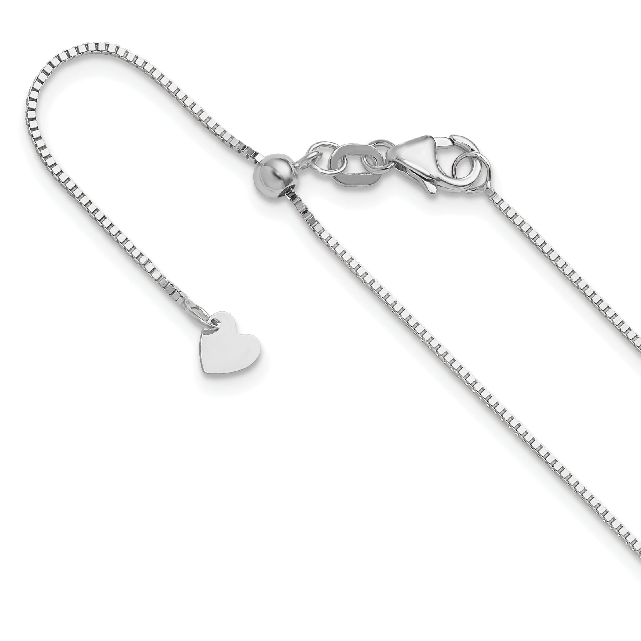 14K White Gold Adjustable .8mm Box Chain Main image