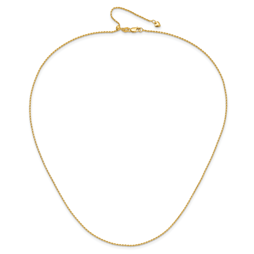 14K Adjustable 1.2mm Diamond Cut Rope Chain