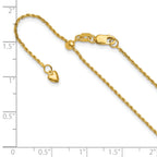14K Adjustable 1.2mm Diamond Cut Rope Chain