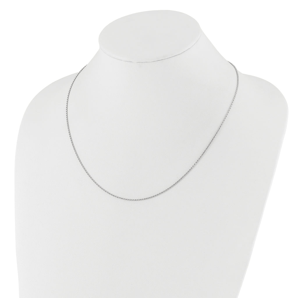 14K White Gold Adjustable 1.2mm Diamond Cut Rope Chain