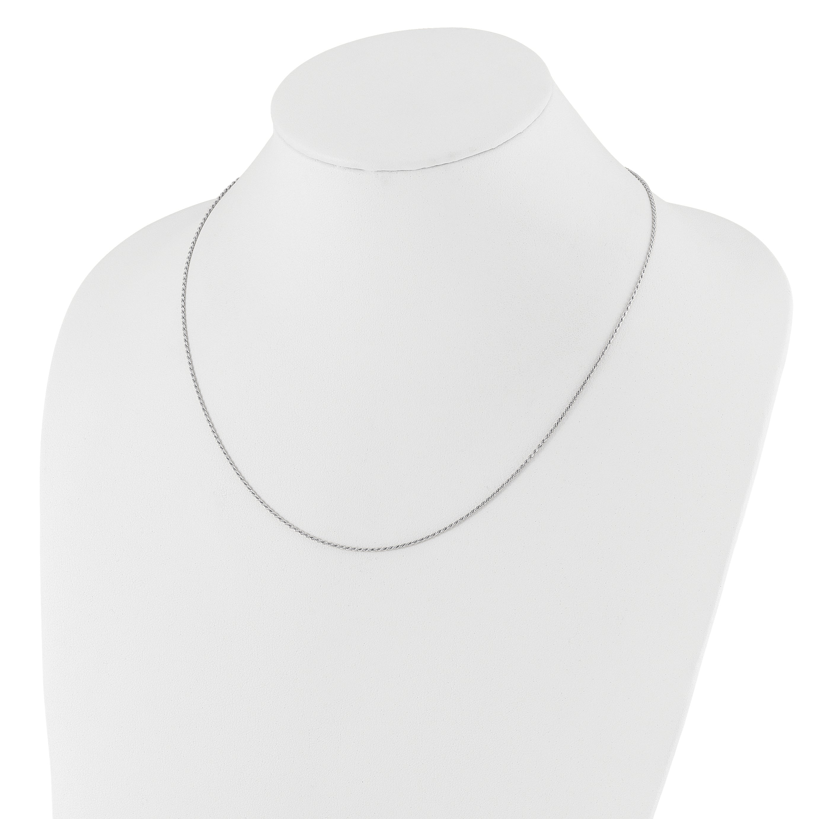 14K White Gold Adjustable 1.2mm Diamond Cut Rope Chain