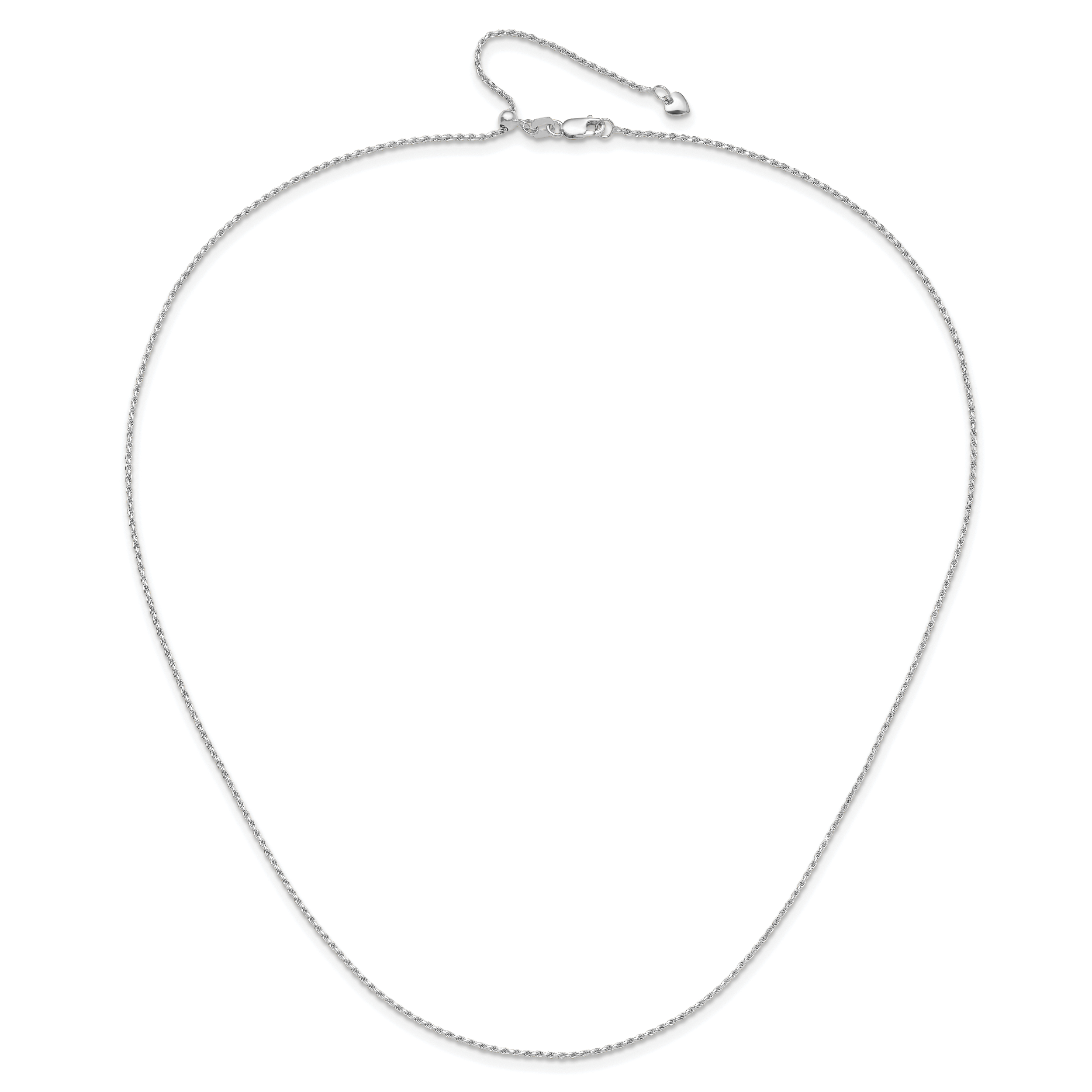 14K White Gold Adjustable 1.2mm Diamond Cut Rope Chain