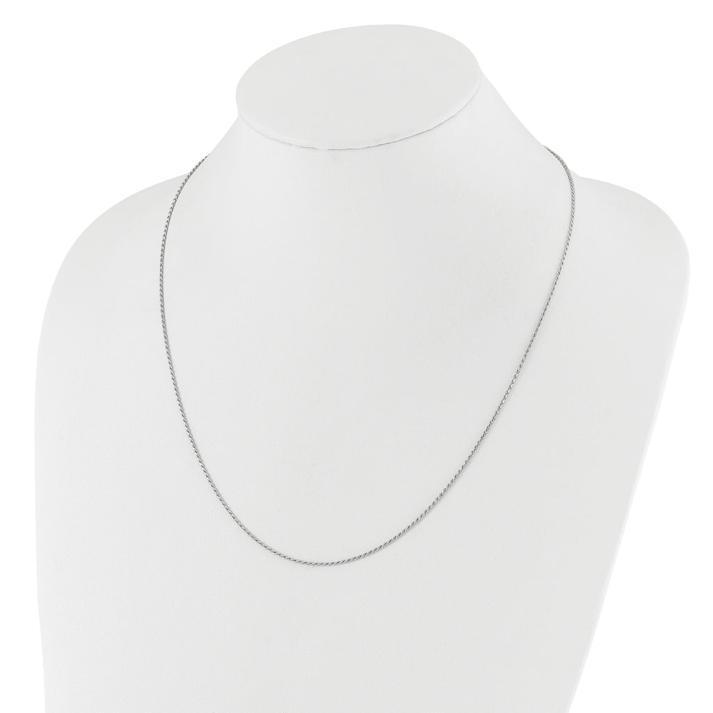 14K White Gold Adjustable 1.2mm Diamond Cut Rope Chain